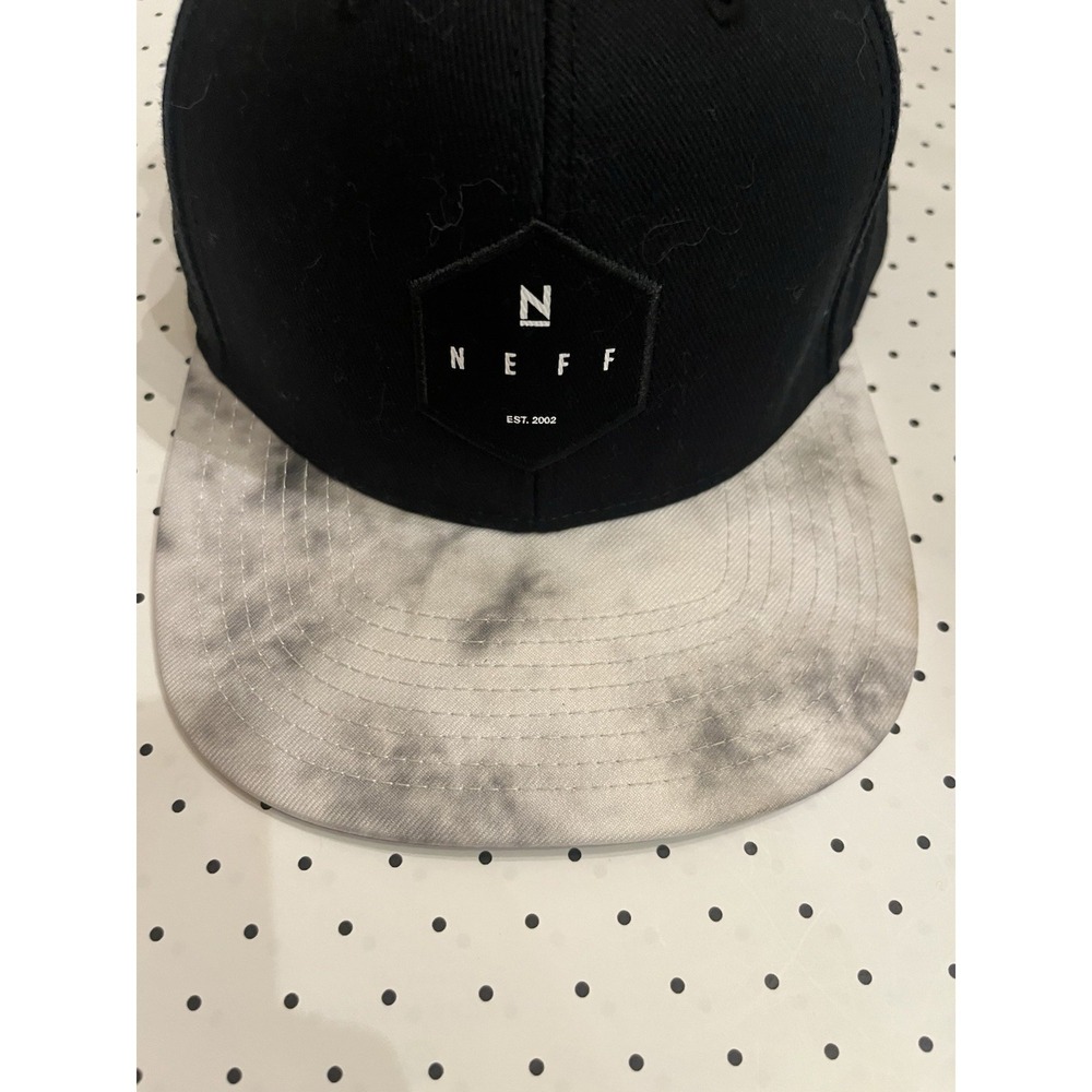 Neff Snapback Hat Black Gray Tie Dye Brim Streetwear Cap Adjustable Flat Brim